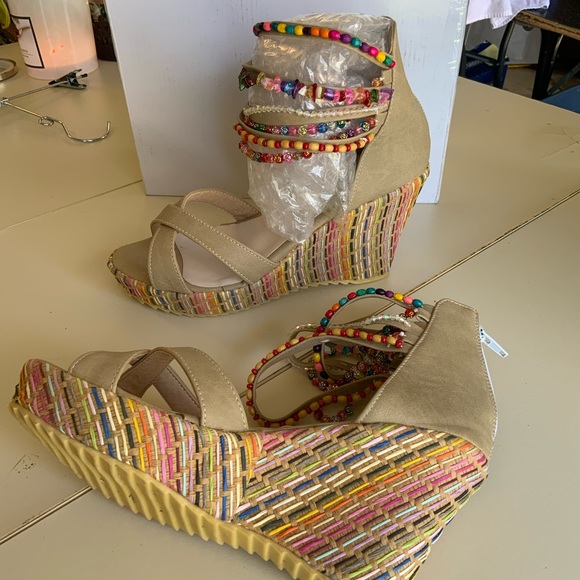 Sold…Get More Beauty Wedge Beaded Wedge Heels - Picture 3 of 13